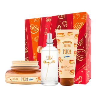 Presente Pudim: Calda de Banho, Hidratante Corporal e Spray Perfumado